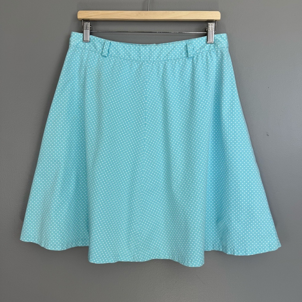 Tommy Hilfiger Size 12 Skirt Blue White Polka Dot A-Line Flare Cotton Y2K Preppy